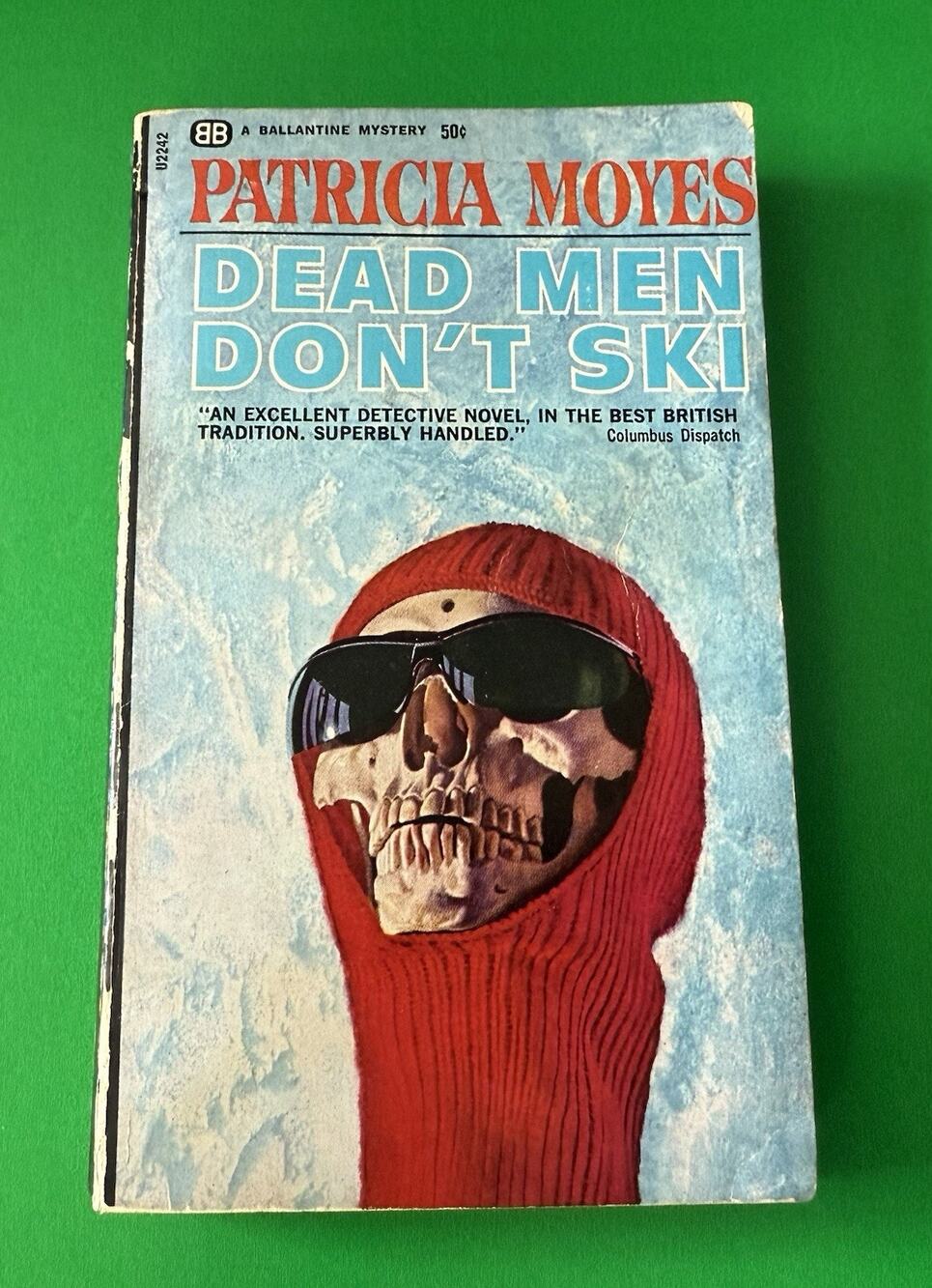 Vintage Dead Men Donโt Ski Paperback Book Halloween Decor Skull Glasses Red Hat